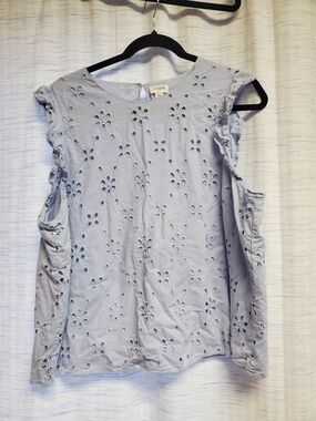 J. Crew Lavender Eyelet Cold-Shoulder Top